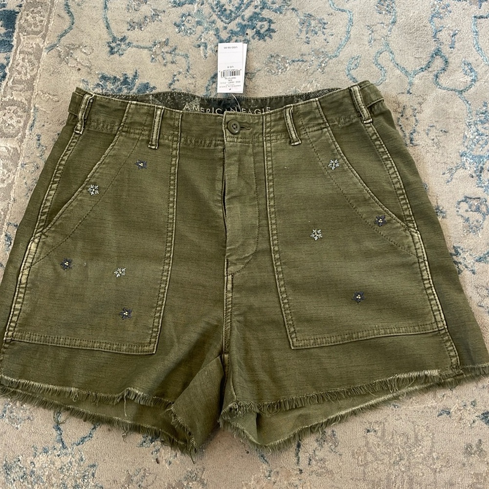 Green cargo shorts